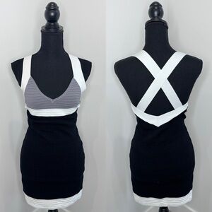 BodyC Bodycon Black Gray Halter Mini Dress (M)